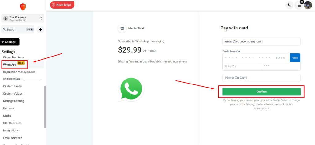 Media Shield WhatsApp Integration